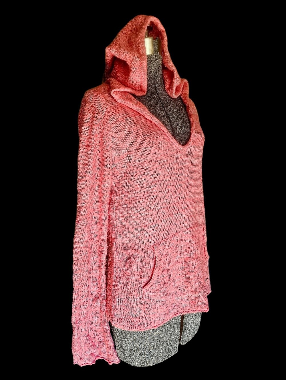 Roxy Coral Pink Hooded V-Neck Sweater
